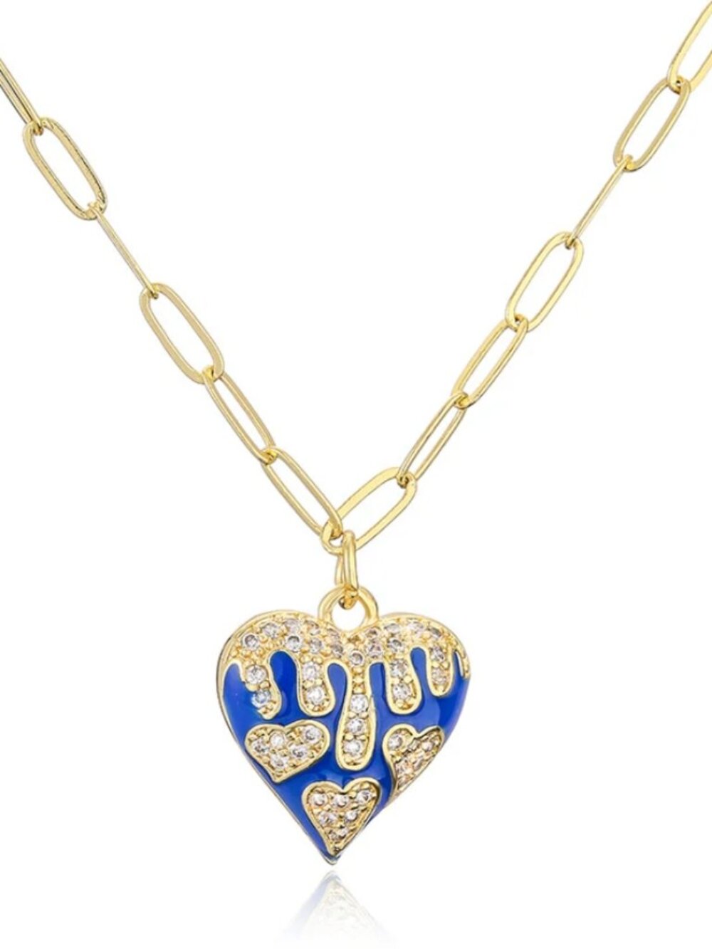 Blue Heart 18k gold plated necklace